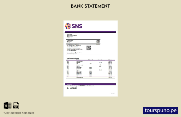listo para imprimir plantilla de word   extracto bancario del SNS de los Países 